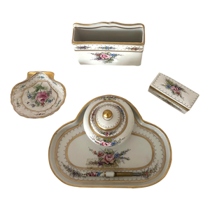 Vintage French 6 Pc Hand Painted Desk Set
