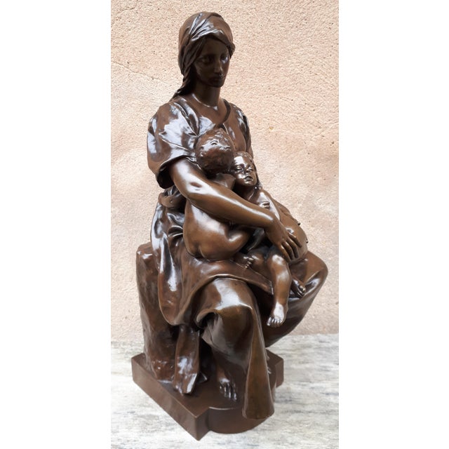 Bronze Sculpture of a Breastfeeding Mother by Paul Dubois, 1800s For Sale - Image 4 of 18