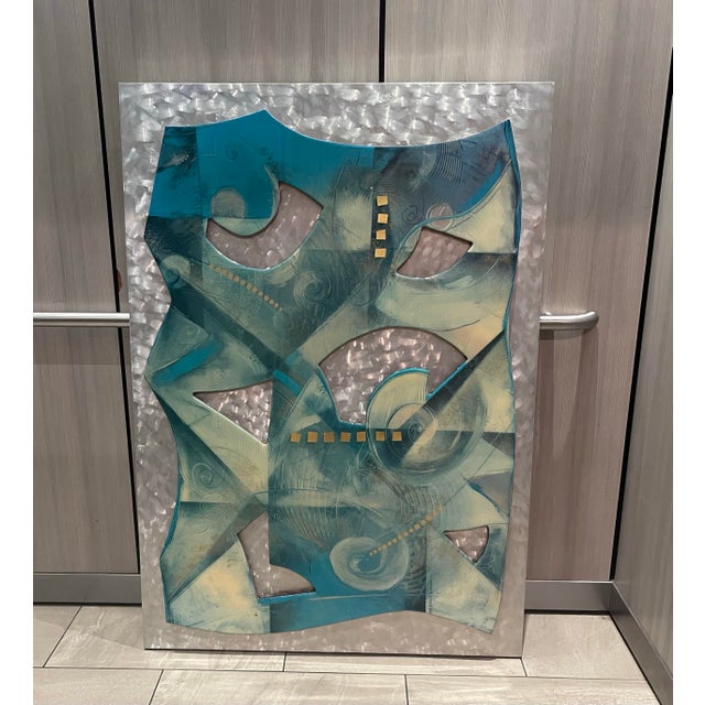 Large 54” Mid-Century Abstract Cut Steel & Burnished Aluminum Wall Relief Sculpture For Sale - Image 12 of 12