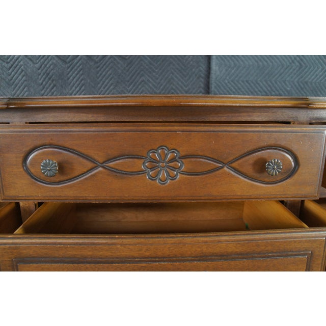 Late 20th Century Vintage Century Furniture French Country Serpentine Oak Triple Dresser 68" For Sale - Image 5 of 14