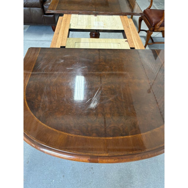 Brown Custom Made Banquet Eastern Black Walnut Two Pedestal Dining Table With Three Leaves, Late 20th Century For Sale - Image 8 of 14