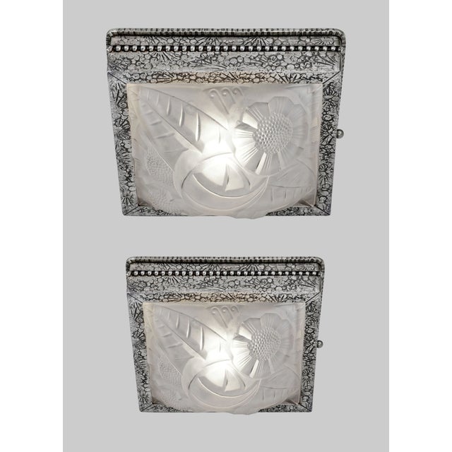 Art Deco French Art Deco Flush Mount by Degue 1920s France - A Pair For Sale - Image 3 of 13