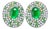 18K White Gold Cabochon Emerald Diamond Huggie Earrings For Sale