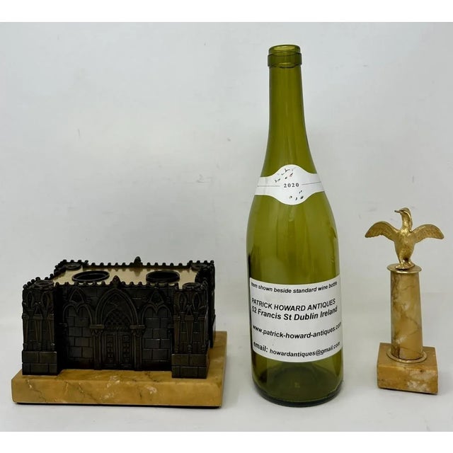 Antique Grand Tour French Bronze Desk Set Inkstand Church Cathedral Siena Marble For Sale - Image 11 of 11