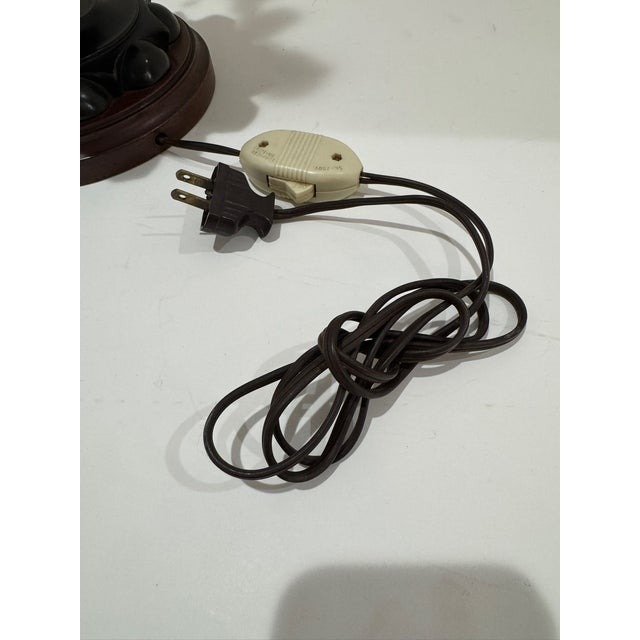 Wood Vintage Inlaid Turned Wood Table Lamp Base Geometric Marquetry For Sale - Image 7 of 8