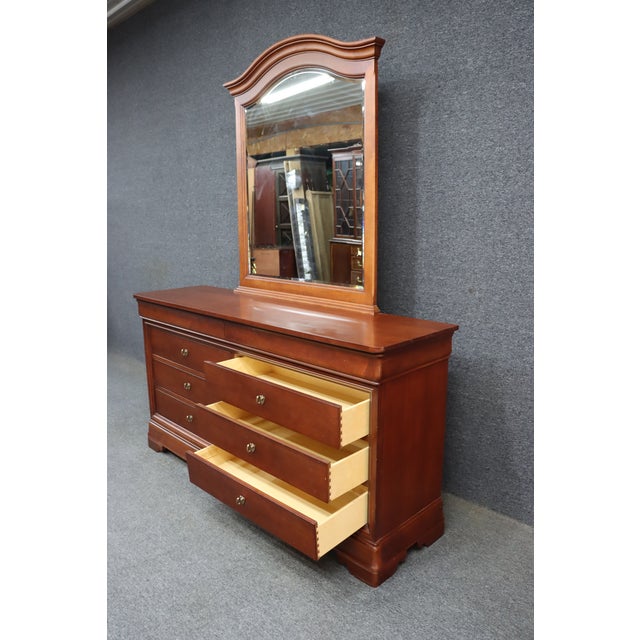 Thomasville Impressions Louis Philippe Style Cherry Dresser With Mirror For Sale - Image 13 of 13