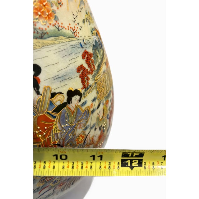 Vintage Large-Scale Chinese Moriage Vase – Hollywood Regency Chinoiserie Style, 24.5” For Sale - Image 9 of 10
