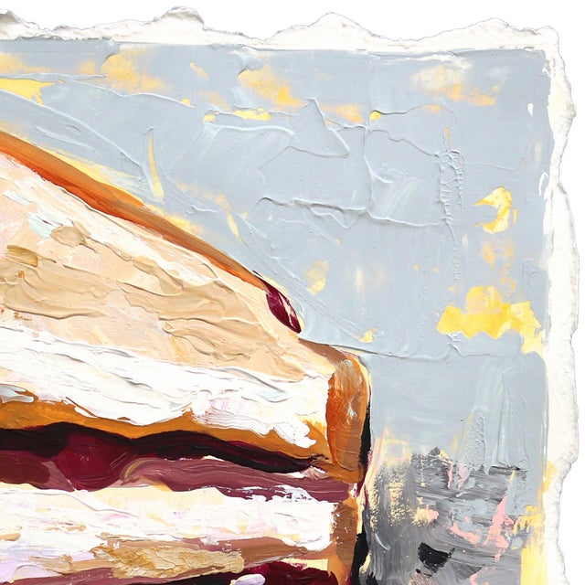 Arts & Crafts Cut in Two - Pb&j Sandwich Still Life Mixed Media Textured Painting Original Artwork by Kellie Newsome For Sale - Image 3 of 6