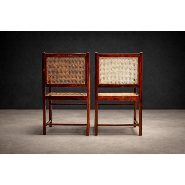 Brazilian Modern Pair of Armchairs in Hardwood & Cane, Unknown, 1960s For Sale In New York - Image 6 of 10