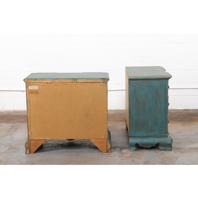 Mid 20th Century Shell Motif Pair of Chests Painted in Rich Peacock For Sale - Image 10 of 13
