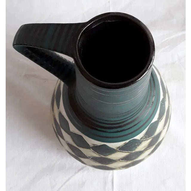 Mid-Century Modern Vintage German Ceramic Mug with White or Black Decor, 1960s For Sale - Image 3 of 5
