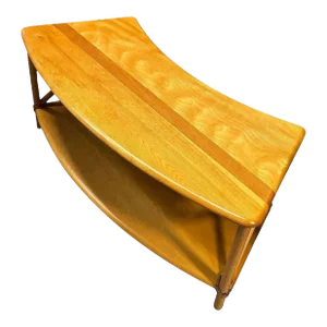1950s Mid-Century 2 Tier Carved Birch Coffee Table by Heywood Wakefield