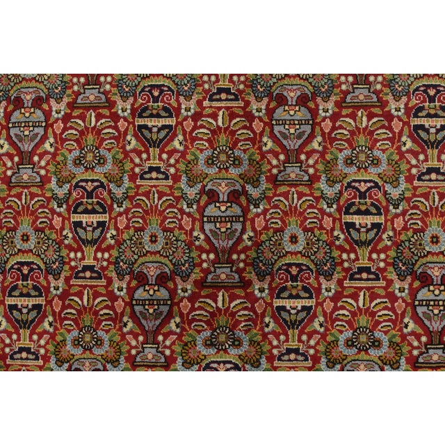 Red Tabriz Rug 8’1” X 10’11” Red Wool Vintage Traditional Hand-Knotted Carpet For Sale - Image 8 of 13