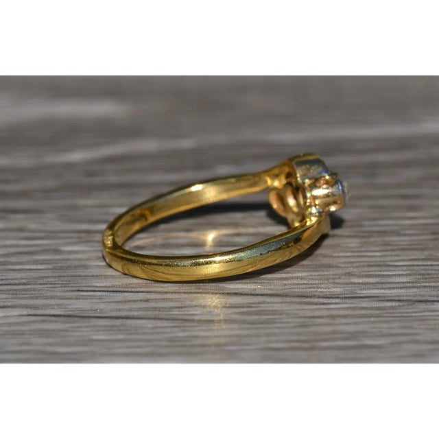 The Grove Avenue: Ladies Vintage 18K Gold Trilogy Ring set with Diamonds For Sale - Image 4 of 8