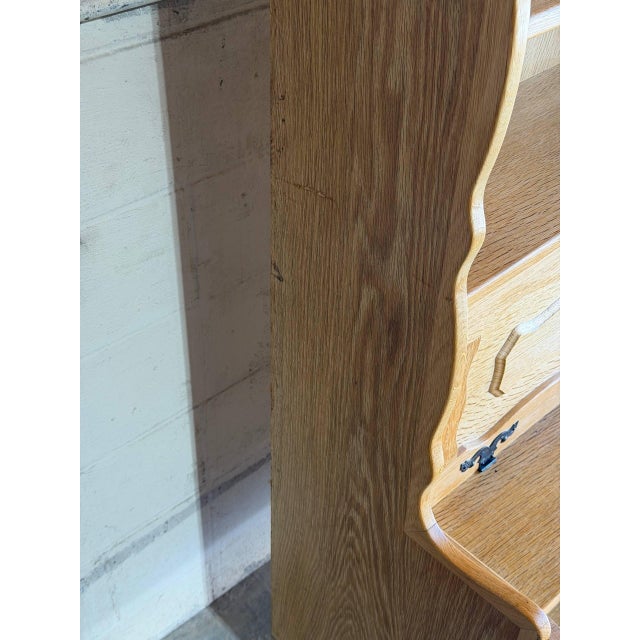 Danish Oak Hutch Display Cabinet With Drop-Front Secretary Desk Mid-Century Modern 1970s For Sale - Image 11 of 12