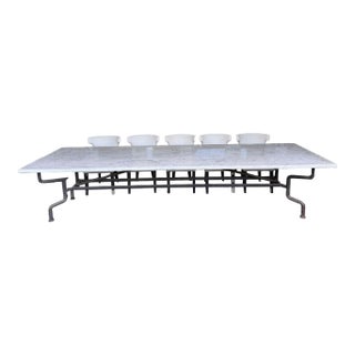 Huge Dennis & Leen for Formations Marble Top Iron Outdoor Table For Sale