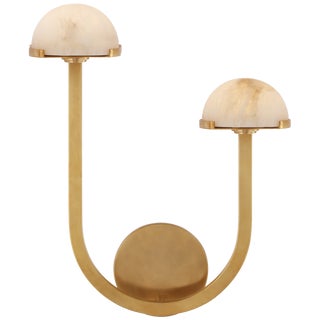 Kelly Wearstler for Visual Comfort Signature Pedra 15" Asymmetrical Right Sconce in Antique-Burnished Brass with Alabaster For Sale