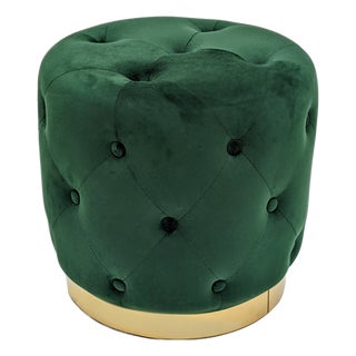 Saxon Green Velvet Stool - Green Velvet / Weathered Gray Frame For Sale