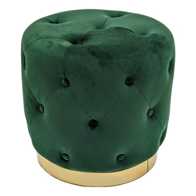 Saxon Green Velvet Stool - Green Velvet / Weathered Gray Frame For Sale