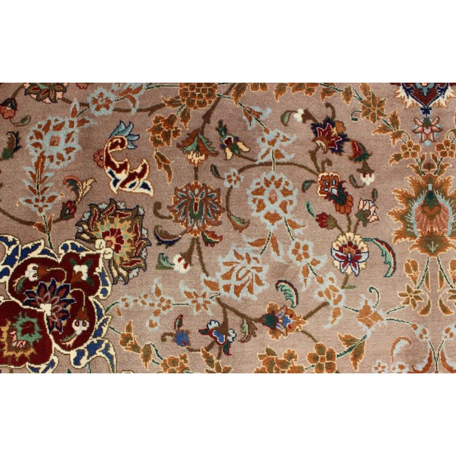Brick Red Central Medallion Design Tabriz Rug in Colorful Tones For Sale - Image 8 of 13