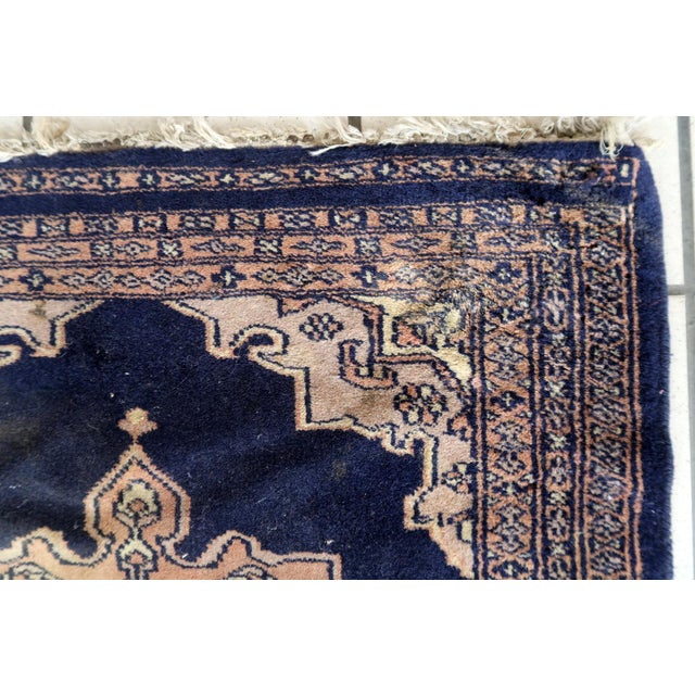 1960s, Handmade Vintage Uzbek Bukhara Rug 2.1' X 2.1' For Sale - Image 9 of 11
