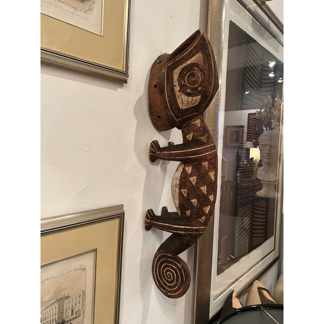 Brown African Hand Carved Animal Wall Sculpture For Sale - Image 8 of 11