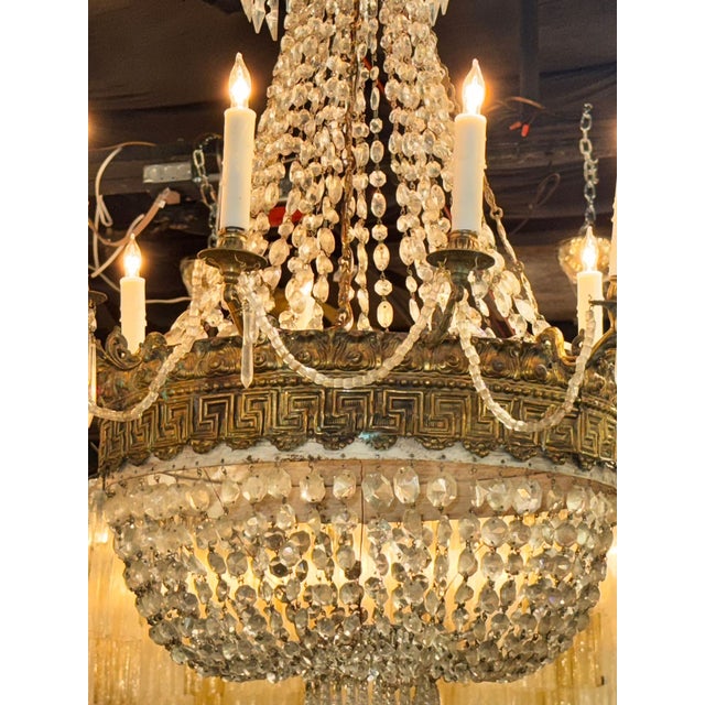 Early 19th Century French Empire Basket Chandelier With Greek Key Motif For Sale - Image 4 of 9