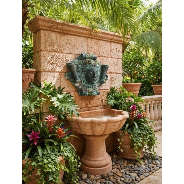 Vintage Classical Bronze & Polychrome Water Fountain Mask For Sale - Image 12 of 12