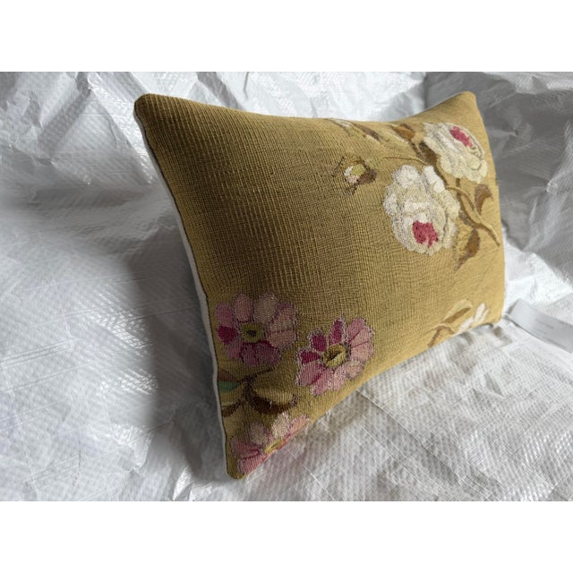 19th Century French Aubusson Rose Pillow For Sale - Image 4 of 7