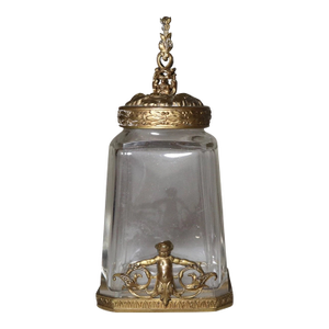 Rare Antique 1800's Antique Gilt Bronze Perfume Bottle Pomander Vinaigrette Jar