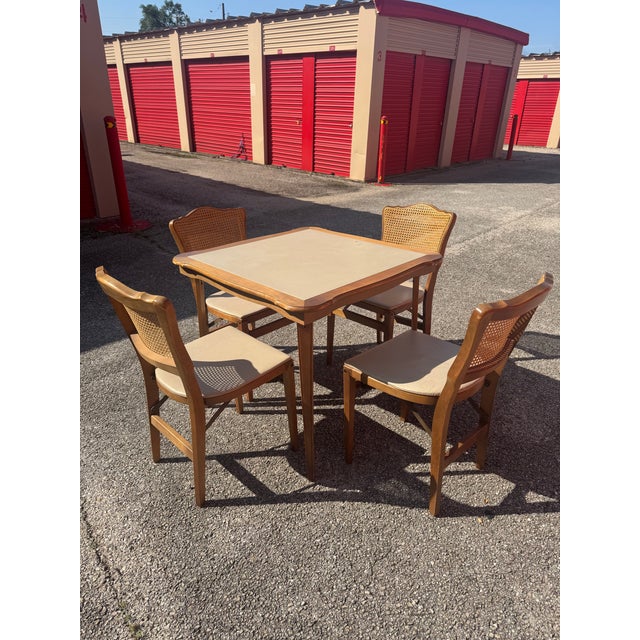 1960s Stakmore Folding Dining Set W/ Cane Back Chairs – Compact Dining / Breakfast Nook For Sale - Image 6 of 6