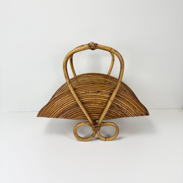 Mid-Century Modern Magazine Rack in Wicker from Vivai Del Sud, Italy, 1970s For Sale - Image 3 of 13