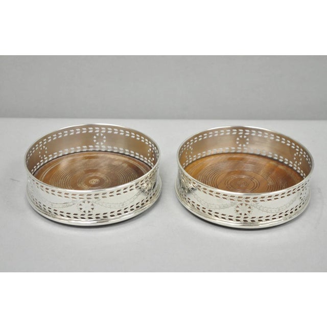 Vintage Stieff Smithsonian Silver Plated Presidential Wine Bottle Coaster - a Pair For Sale - Image 10 of 11