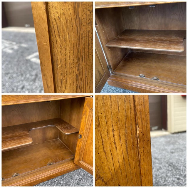 Vintage Henredon Artefacts Traditional Golden Oak Rolling Flip Top Server or Bar Cart For Sale - Image 11 of 11