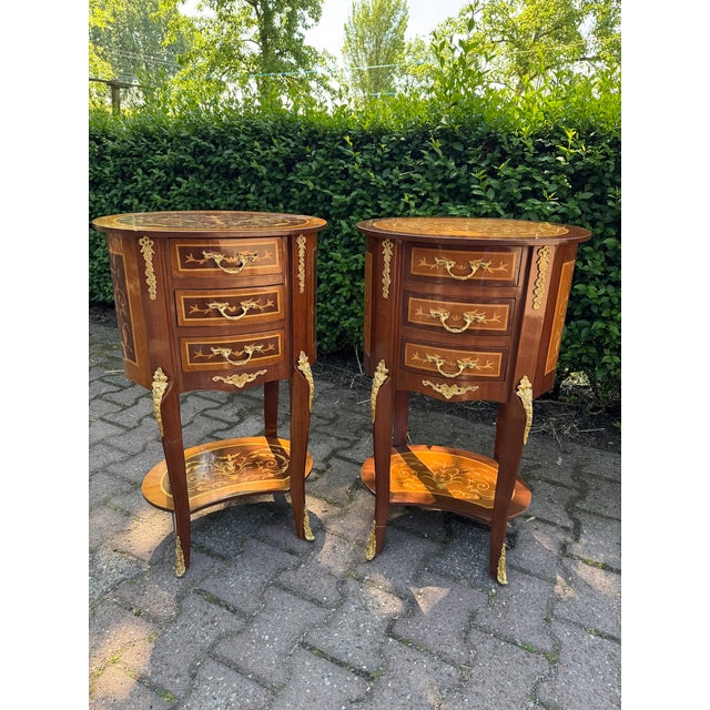 1960 French Louis XVI Mahogany Nightstands/ Commodes -Pair/ 2 Pc For Sale - Image 12 of 12