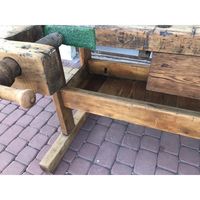 Carpenters Workbench with Drawer and Shelf, 1900s For Sale - Image 12 of 18