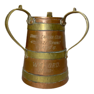 Antique 1906 3Handle Beer Stein Copper Brass Camera Club Photograph Award Trophy