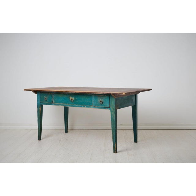 Large Antique Handcrafted Country Table with Drawers, Sweden, 1840 For Sale - Image 3 of 11