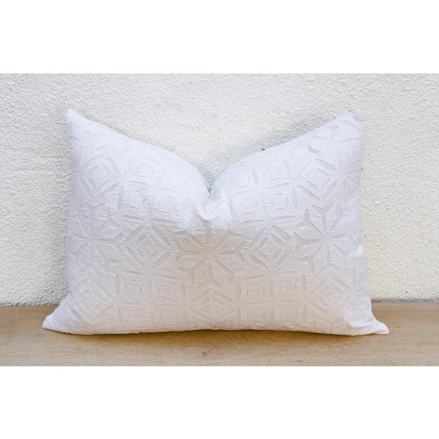 Indian Bloom Lumbar Applique Pillow Cover For Sale - Image 3 of 9
