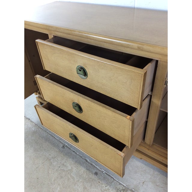 Mid Century Modern Credenza With Limed Oak Finish & Brass Hardware For Sale - Image 13 of 18