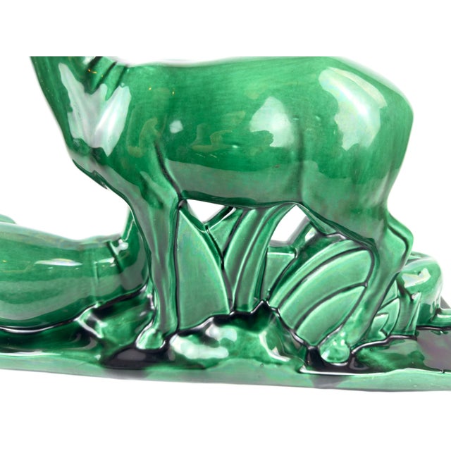 Monumental French Art Deco Ceramic Sculpture ‘Stag, Doe & Fawn’ by Charles Lemanceau, 1930s For Sale - Image 15 of 17