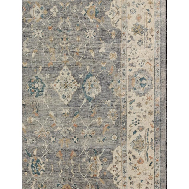 Tribal Design Turkish Oushak Rug by Keivan Woven Arts 10'3 X 14'3 For Sale - Image 4 of 10