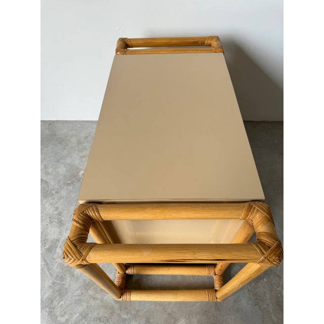 Vintage Taupe Laminate and Rattan Nightstand For Sale - Image 11 of 12
