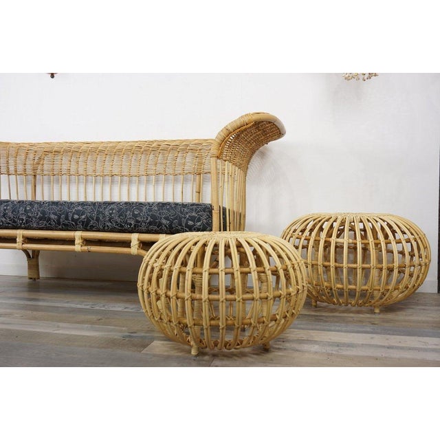Mid-Century Modern Large Rattan Ottoman attributed to Franco Albini, 1950s For Sale - Image 3 of 5
