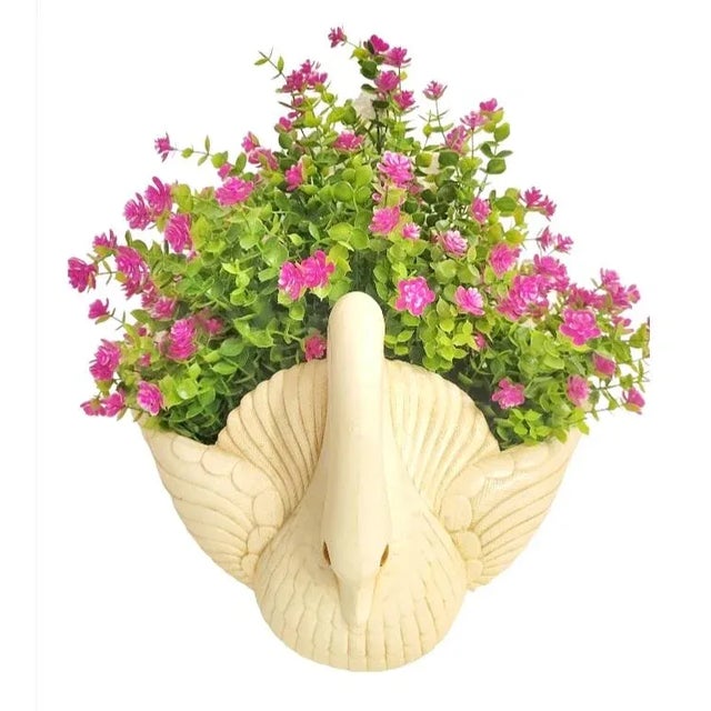 Hollywood Regency Vintage Cream Highly Carved Resin Swan Wall Pocket by Burwood For Sale - Image 3 of 10