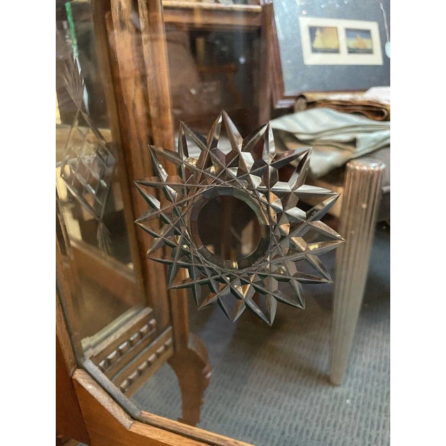 Brown 1900s Antique Oak Glass and Stone French Style Vitrine Cabinet With Velvet Interior For Sale - Image 8 of 13