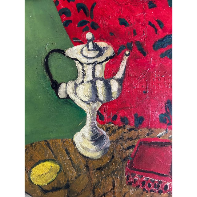 1960s Vintage 1961 Still Life Oil Painting in the Manner of Matisse by John Aiello For Sale - Image 5 of 8
