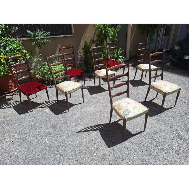 Brown High-Backed Chairs by Paolo Buffa, 1940s, Set of 5 For Sale - Image 8 of 9