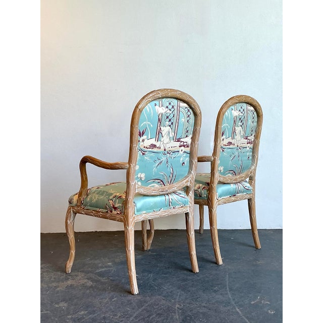 Vintage Faux Bois Fauteuil Chairs - A Pair For Sale In West Palm - Image 6 of 12