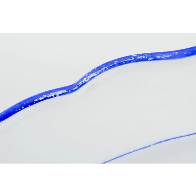 Early 20th Century Oval Serving Dish in White Porcelain with Blue Rim from Meissen, Germany For Sale - Image 6 of 7